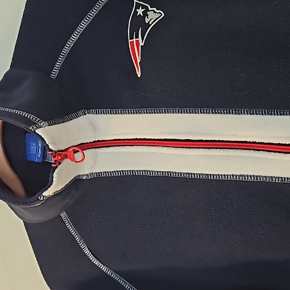 Rbk NFL New England Patriots Fleece Zip Up Jacket Women's Large Blue White & Red - Picture 3 of 12